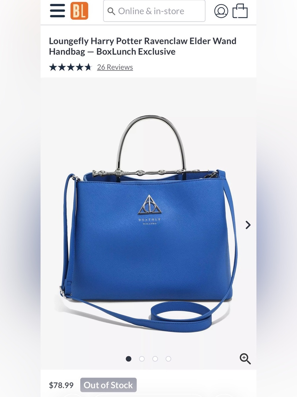 Loungefly $79 Harry Potter Elder Wand Blue Handbag/Crossbody